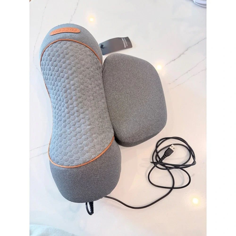 Heated Neck Pillow Gray USB Memory Foam Tech Relief